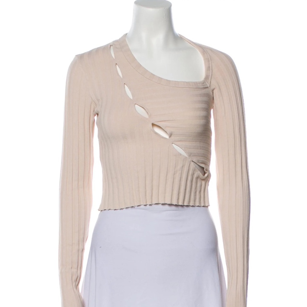 COTTON CITIZEN RIBBED CROPPED CUT OUT TOP ASYMETRICAL MEDIUM